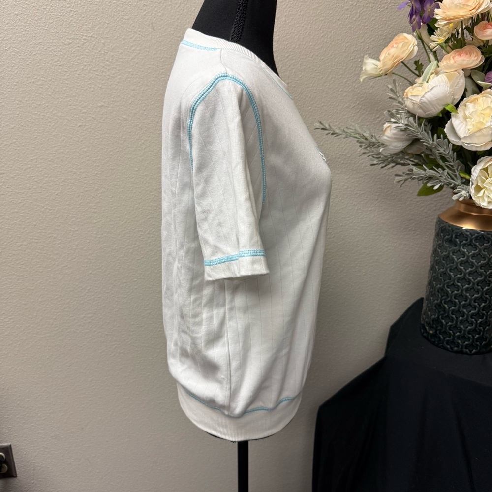 Alfred Dunner Petite Embroidered Floral Pot Ribbed Knit Top PM - Picture 5 of 8